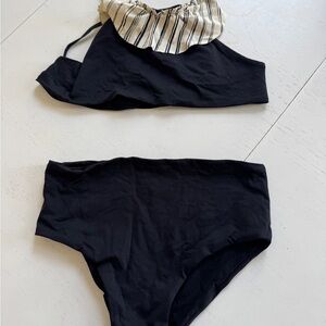 Little creative factory black bamboo bikini with ruffle top